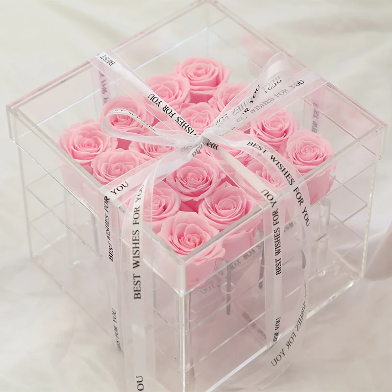 Every Love Clear Single Rose Acrylic Flower Box Customized For Valentine Day