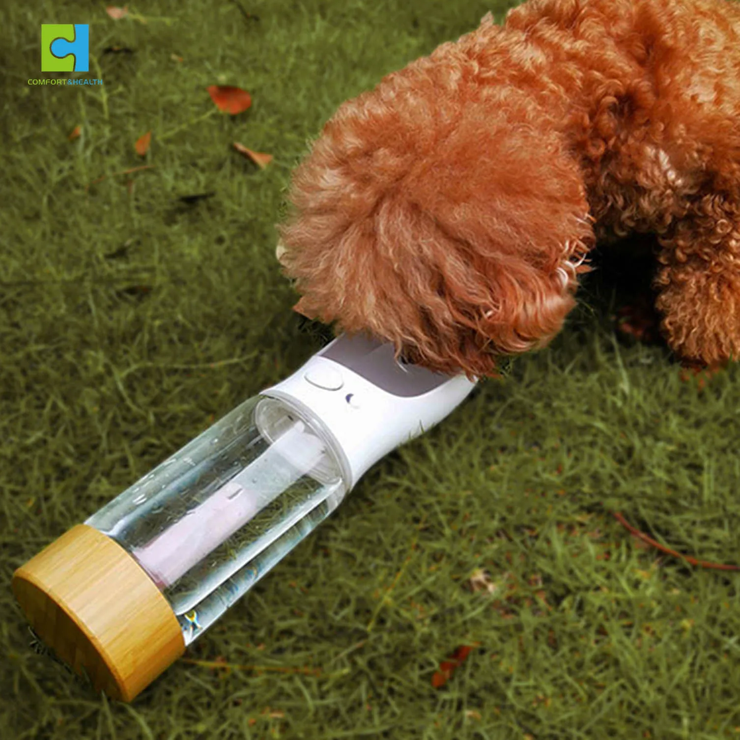 
Custom Logo Travel Glass Drink Feeder Portable Crystal Pet Dog Water Bottle 