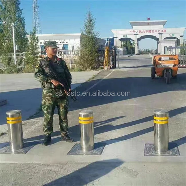 304 stainless steel full automatic crash rated hydraulic electric rising bollards for car access