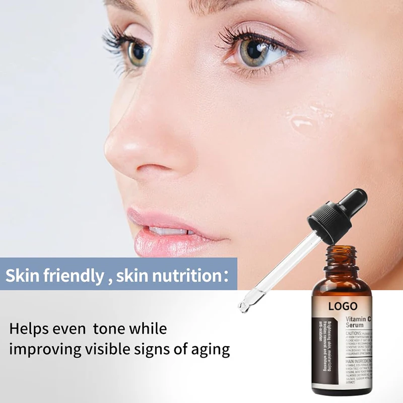 Private Label Vitamin C Facial Serum Hyaluronic Acid Anti Aging Skin Brightening Serum For Face Care Vitamin E Face Serum
