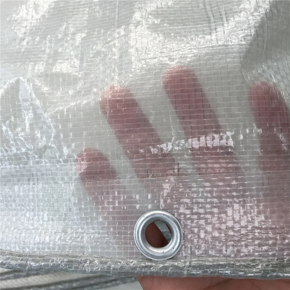 Clear PE Leno Mesh Tarpaulin Transparent Greenhouse Tent Sheet Plastic Fire Retardant PE Grid Fabric Mesh Leno Tarpaulin
