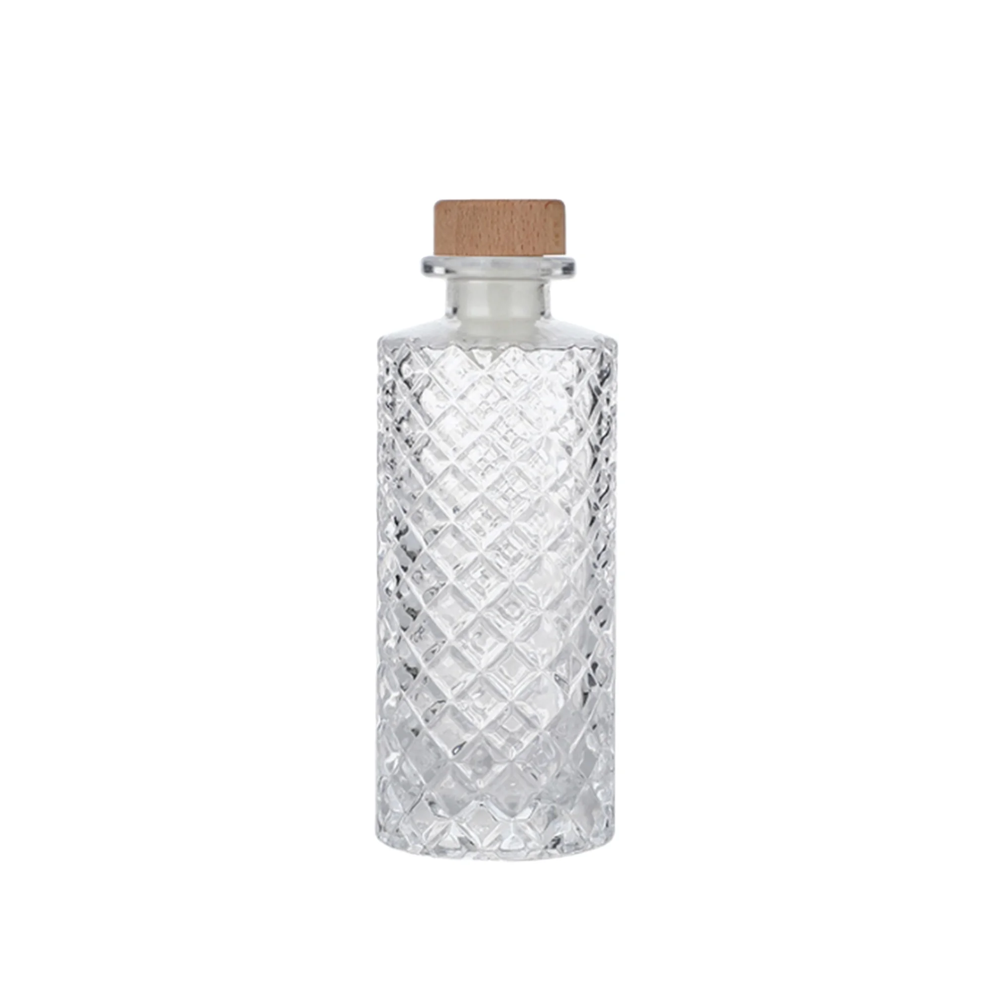 Custom 50ml 100ml 150ml empty clear glass bottle with color logo design juice alcoholic drink with cork