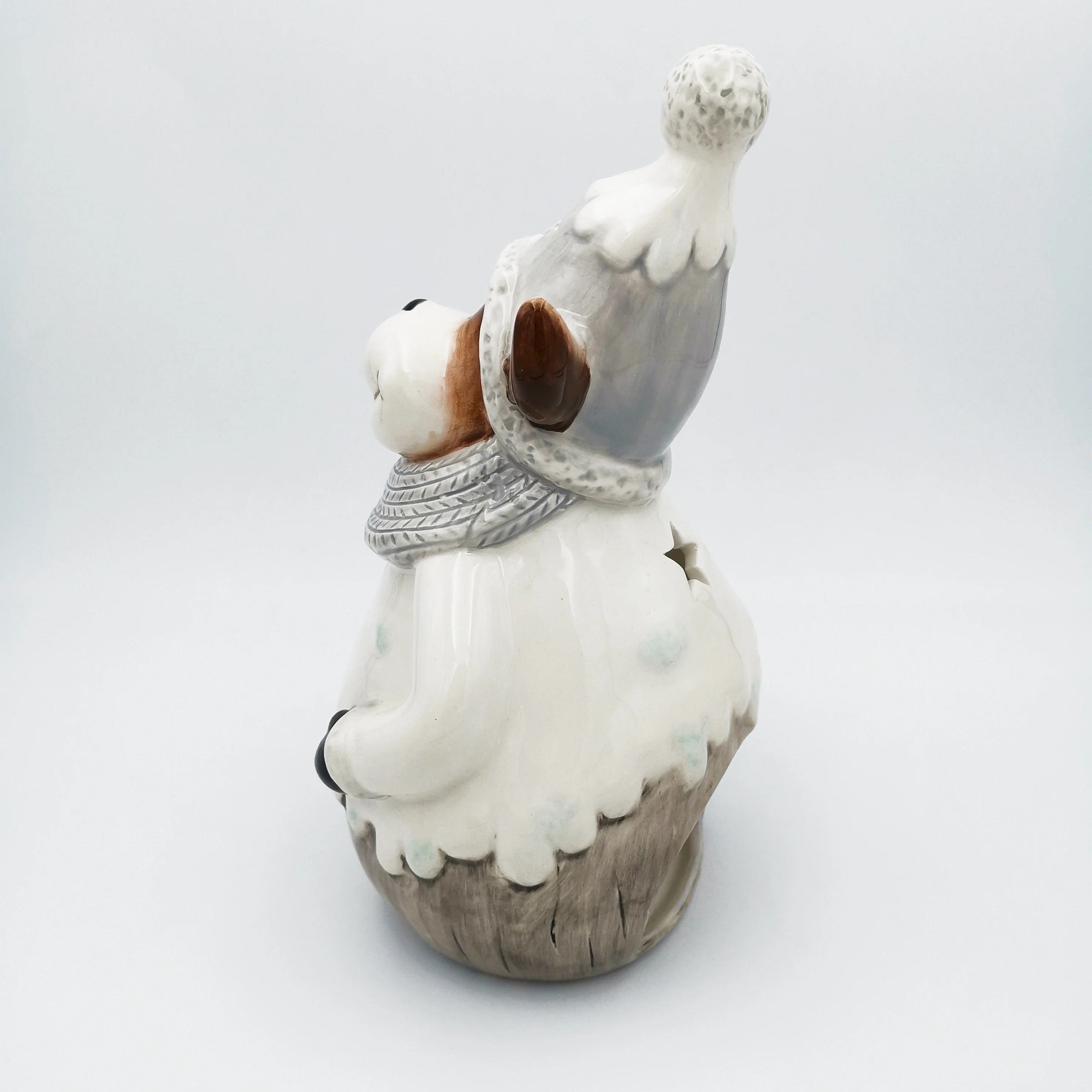 Home bar decoration Ceramic Relief Xmas snowman reindeer figurine oil Burner tea light scented candle holder