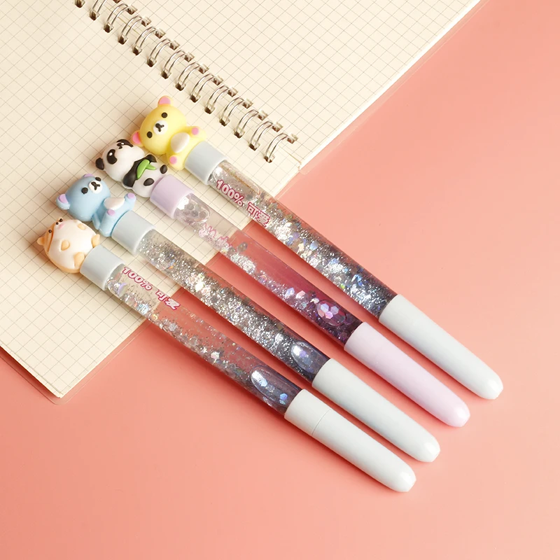 
Lovely silicone animal cartoon bear quicksand gel pen black ink pen learning office pen editor | complaint 