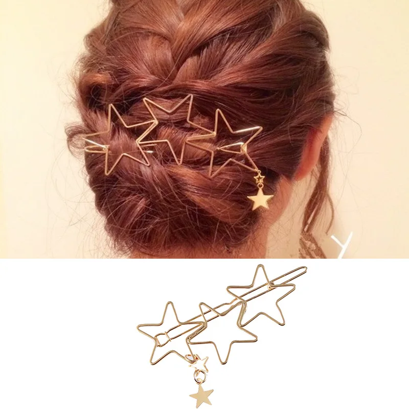 Women Girl Korean Bling Glitter Silver Gold Metal Hair Clip Snap Barrette Hair Bobby Pins Alligator Hairgrips Claw Clamp Hairpin