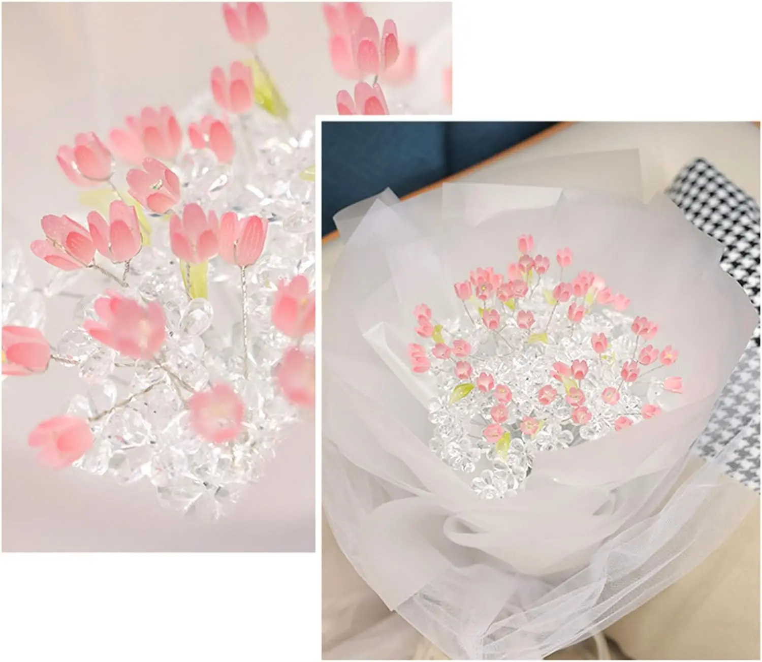 Home Decoration Tulip Glowing Bouquet with Light LED Forever Acrylic Artificial Flowers DIY Handcraft Tulip Bouquet Night Light