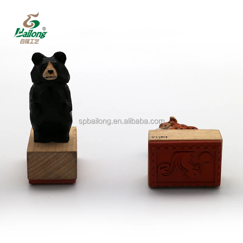 Verified supplier kids gift handcrafted carved animal top custom wood stamp