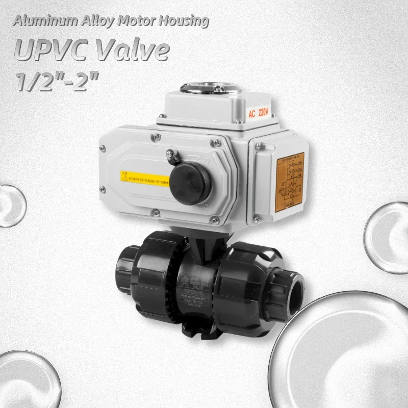 High Temperature Resistance UPVC Valve Body Electric Ball DN25 1inch Water Ball Valve