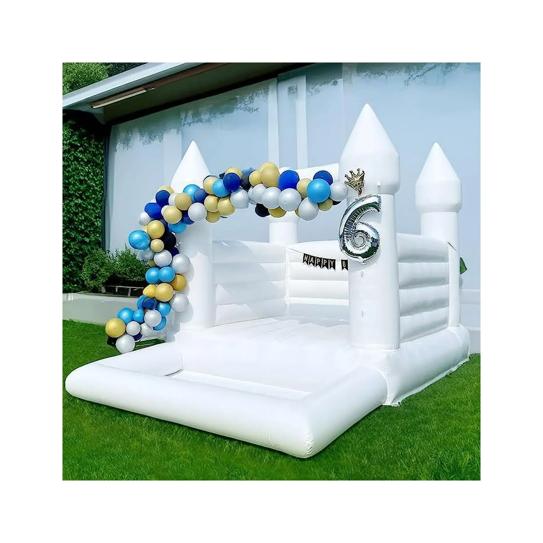 Cheap Blow Up Big White  Wedding Birthday Jumper Bouncing Castle Bounce House With Ball Pit Outdoor Show