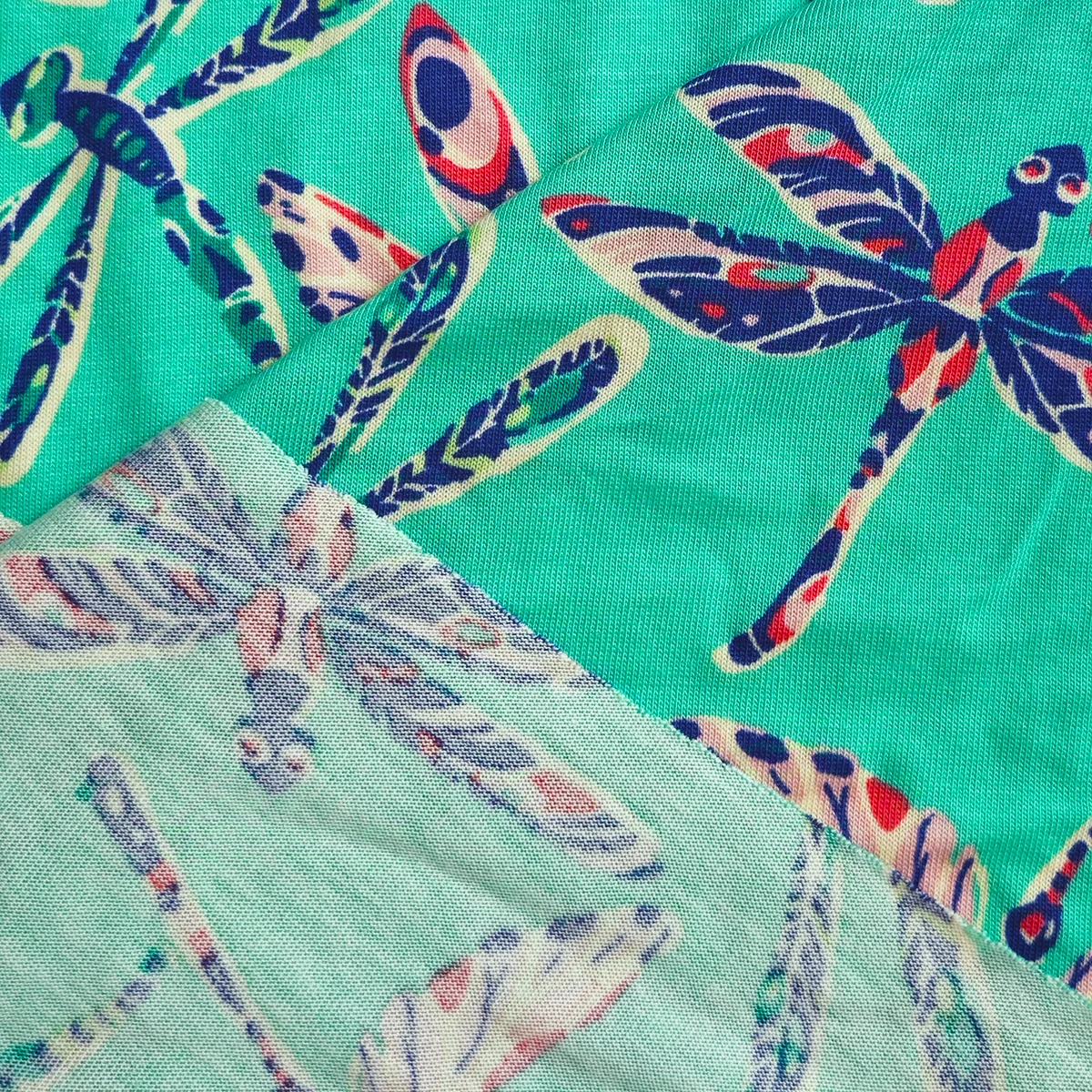 Custom Wholesale Anti-Bacteria 70% Bamboo 30% Cotton Dragonfly Printed Single Jersey Fabric For Women Clothing