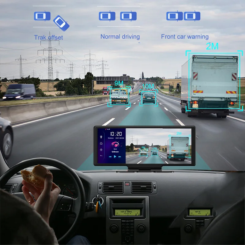 10.26 Inch Car DVR 4G ADAS Android Mirror GPS WiFi Dash Camera 1080P Dual Lens Auto Recorder Navigation