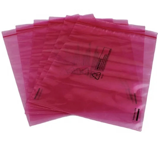 Anti-static Pink LDPE Plastic Bubble Bags With Self Sealing