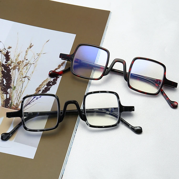 Vintage Square Plastic Frame Spring Hinges Blue Light Blocking Reading Glasses