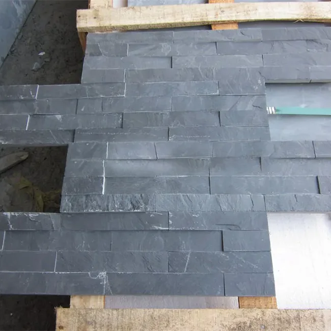 Exterior Stone Cladding Quartzite Dry Stacked Stone Black Slate Z Panels Natural Stacked Stone