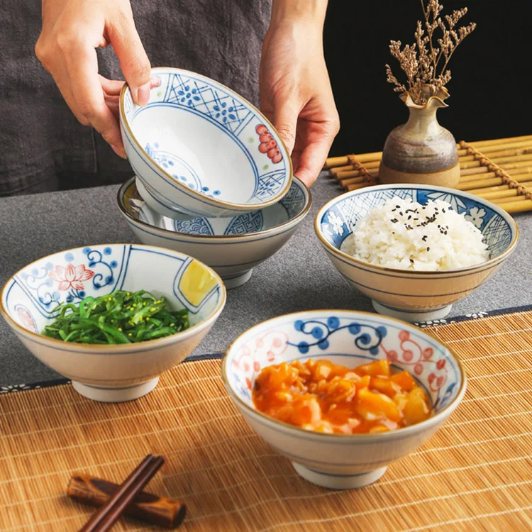 Japanese Round Ceramic Restaurant Soup Mixing Serving Bowl Travel Bowls Durable