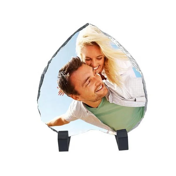 В форме сердца Натуральный бланковые цветные сланец каменные рамка для фотографий и передачи тепла шифер фоторамка