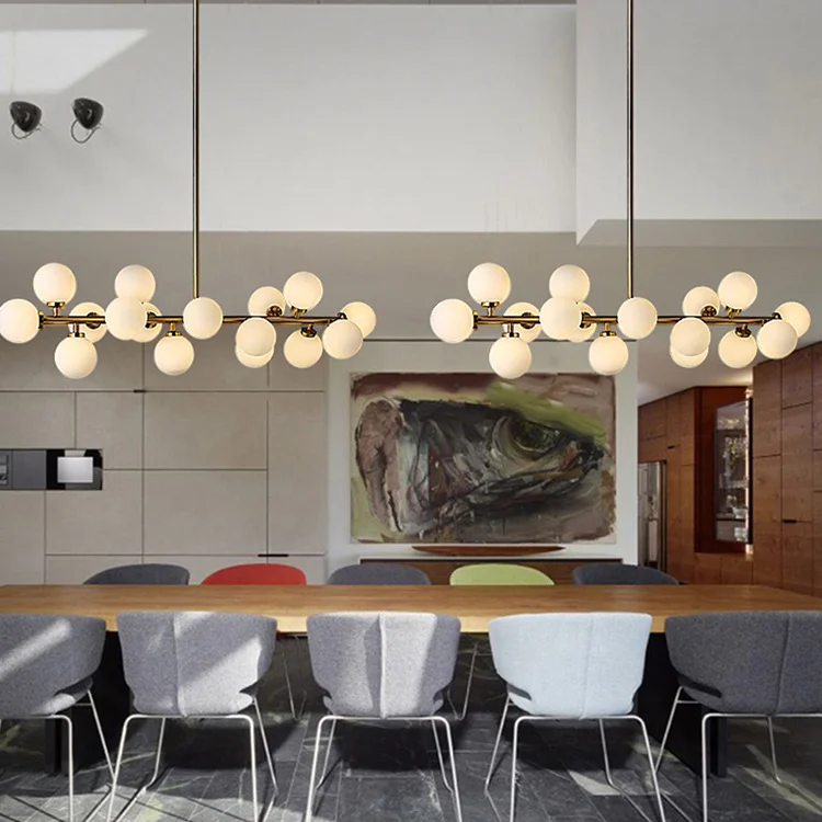 JYLIGHTING Nordic modern hotel lighting brass copper chandelier lamp white glass ball led pendant light for  bed room kitchen