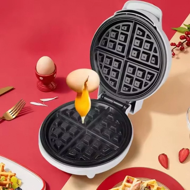 SNACK Round waffle maker Lazy people must have,non-stick pan easy to clean portable customizable