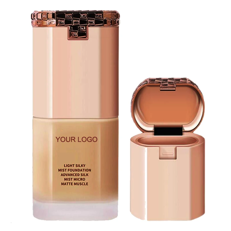 Оптовая продажа, 2 в 1, жидкая туманная основа для макияжа лица, крем, полное покрытие, консилер, контроль жирности, мягкая основа для макияжа, частная торговая марка