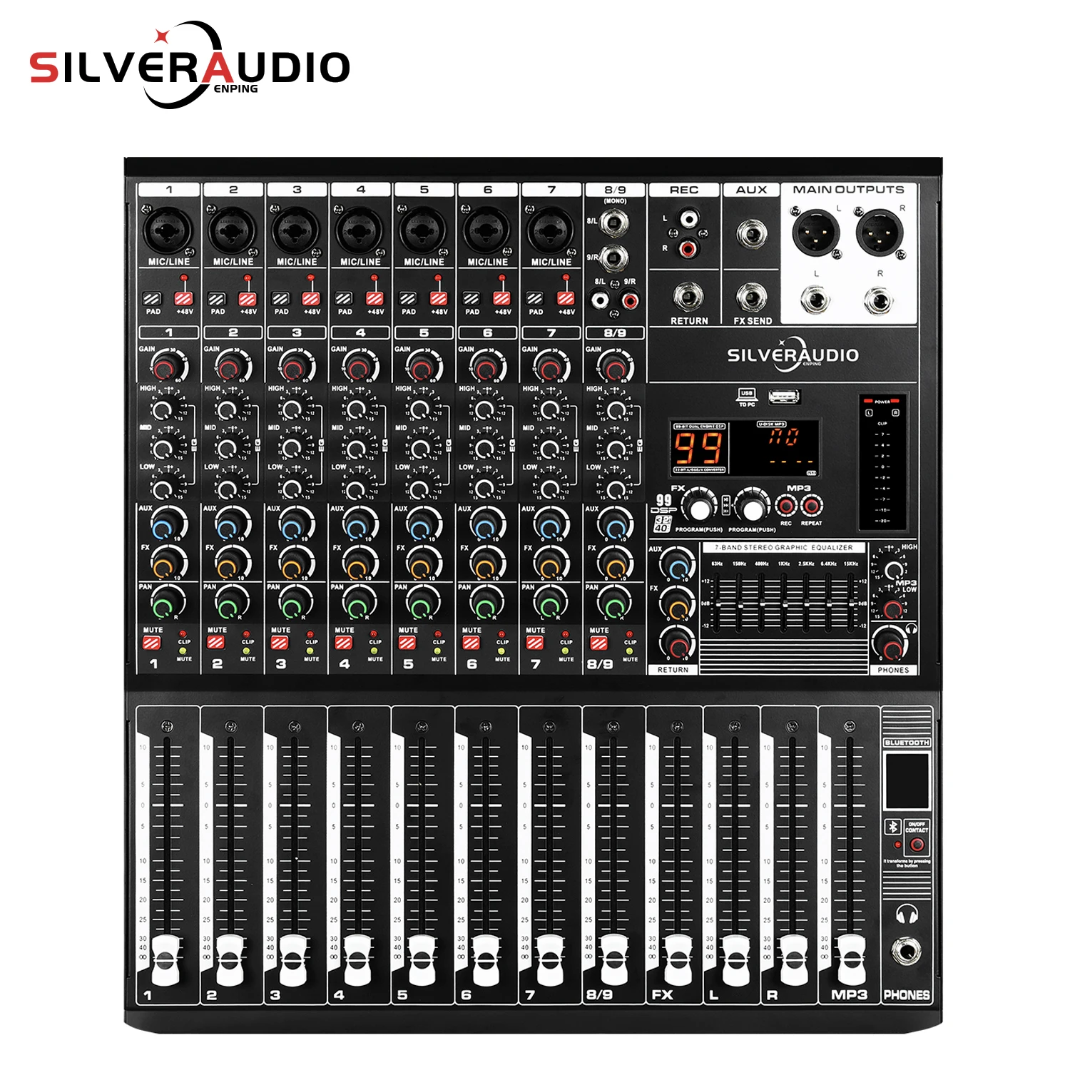 GAX-Q8 New High-Quality Professional Digital Stage Mixer Mixing Console With 99DSP7 Equalizer