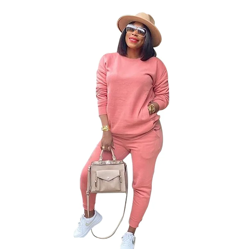 RBX Custom Logo Cotton Solid Long Sleeves Trousers Hoodie Two Piece Set Sweatshirt Pullover Suit 2022 Fall Women Clothes