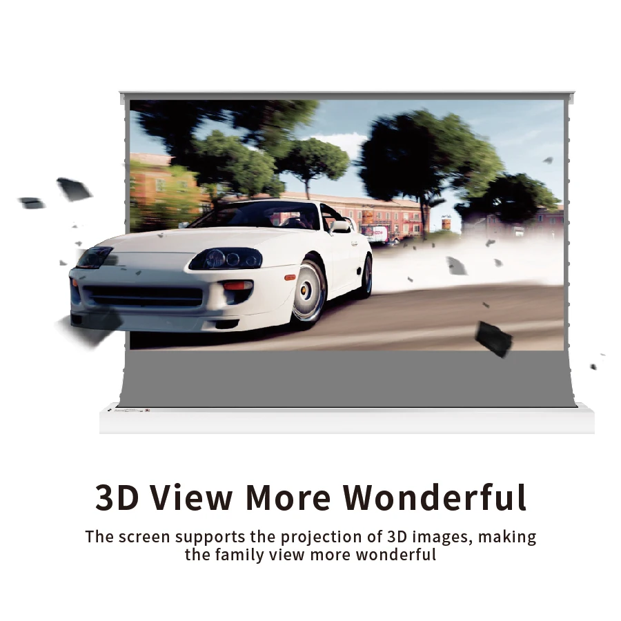 VIVIDSTORM 110 inch motorized ALR screen with 3D obsidian ALR grey screen material for long throw projector home theatre system