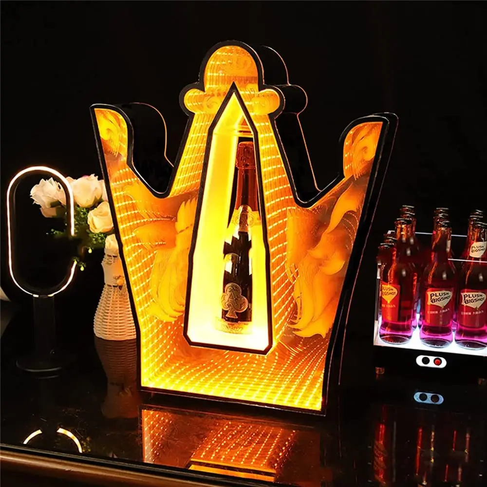 Custom Acrylic Champagne Wine Rack Crown Appearance VIP Service Bottle Presenter for wholesale