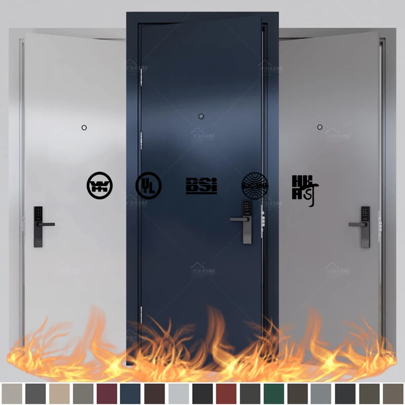 Guangdong yohome custom foshan hotel door with painted high end interior wooden fire hotel doors dark gray hotel room doors