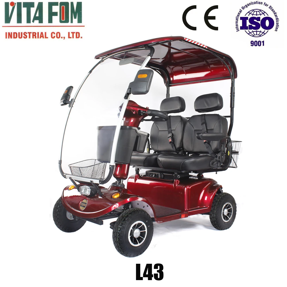 40-60km Endurance Four Wheels Two Person Mobility Scooter Electric Double Seat Mobility Scooter For Golf