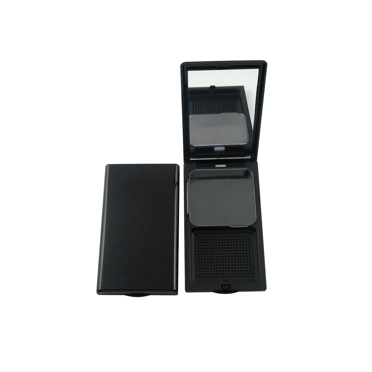 TM-ES3509  square compact powder container black press powder compact case empty custom logo compact pressed powder container