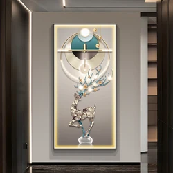 Decorative painting of deer entrance porch northern European light luxury high-end corridor hanging painting led painting