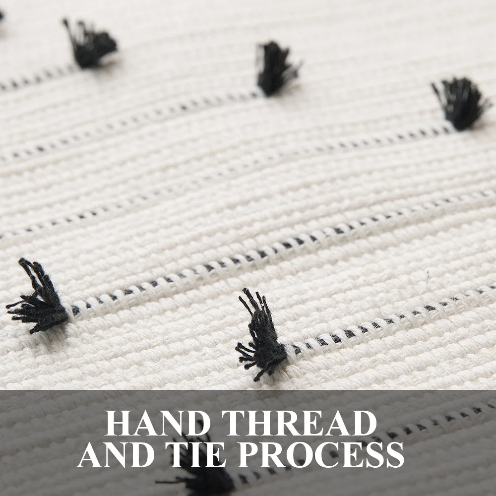 Hot Selling Modern Indoor Decor Woven Accept Washable Simple Living Room Floor Carpets And Rugs With Tassel