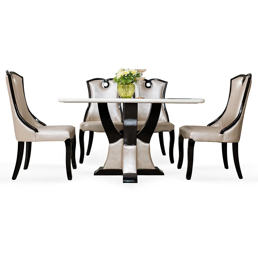 wholesale price solid wood chairs and tables Antique Furniture Sets wood legs italian custom marble top hotel dining table sets