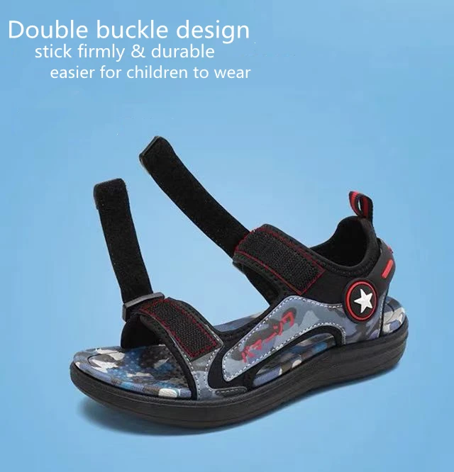 2024 new Children outdoor beach sandals boy kids PU leather hiking sandal shoes for kids non-skid summer sandals boy
