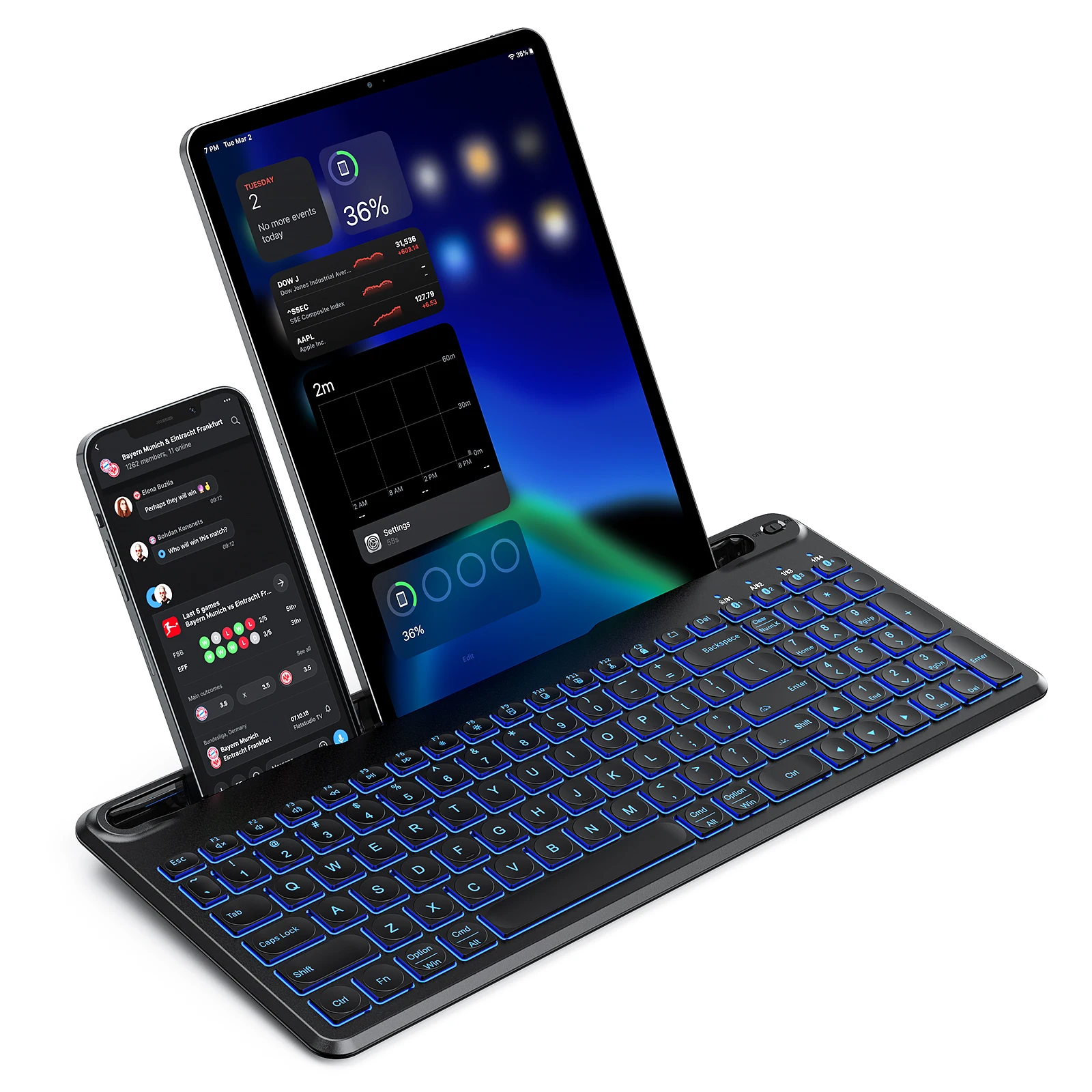 Многофункциональная клавиатура с 4 BT подсветкой для Mac, Android, iOS, Windows, планшетов, компьютеров, перезаряжаемая беспроводная клавиатура с подсветкой