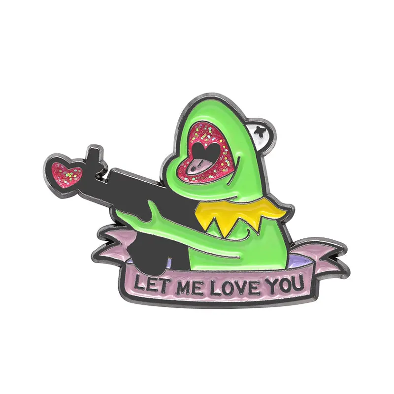 Custom Enamel Glitter Animal Frog Pin ,Cute Frog Brooch Lapel Pin Badge