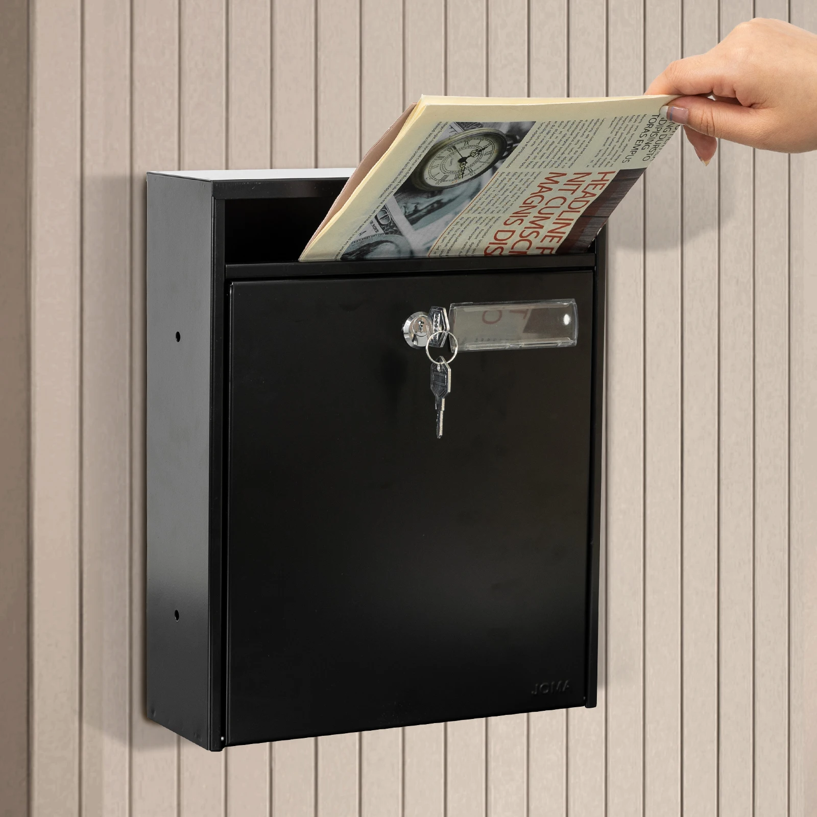 metal small black color wall mounted mailbox galvanized steel letter box outdoor post box