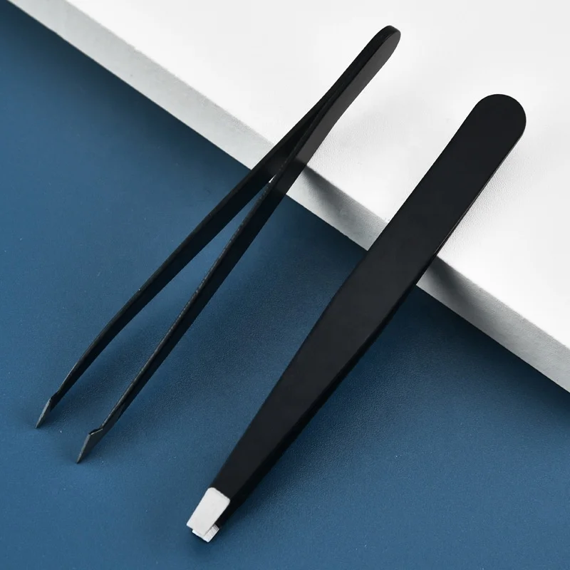 High Quality Custom 430 Stainless Steel Eyebrow Tweezers Classic 4 Styles Slanted Pointed Head Hair Removal Eyebrow Clip Tweezer