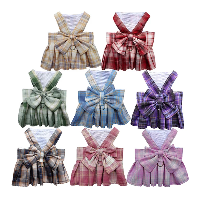 Pet Dress Cute Bow Pet Cut Dog Strap Designer Customized Bow Dog Strap Leather Set Dog Cloth Shirt