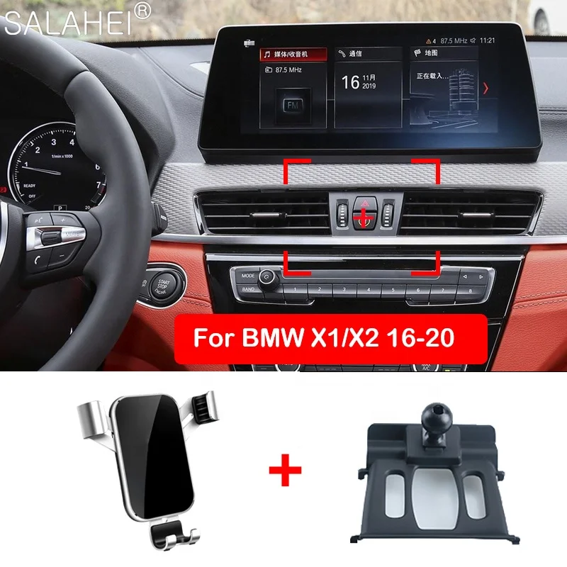 Mirror ABS Aluminum Alloy Mobile Phone Holder For BMW X1 X2 F47 F48 2016-2020 Accessories Car Air Vent Stand Mount Cradle Clip