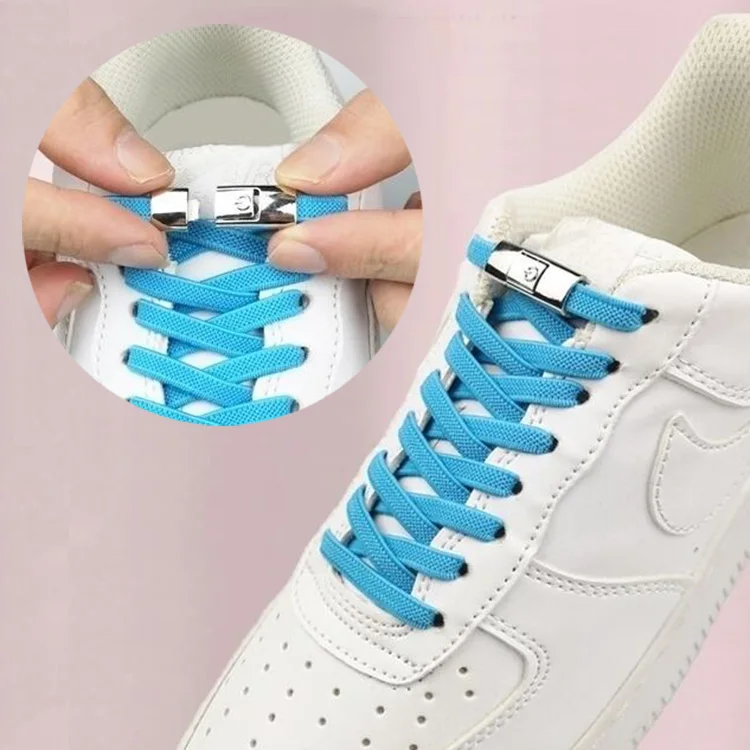 2024 No Tie Shoe Laces Press Lock Shoelaces Without Ties Elastic Laces Sneaker Kids Adult Widened Flat Shoelace for Shoes