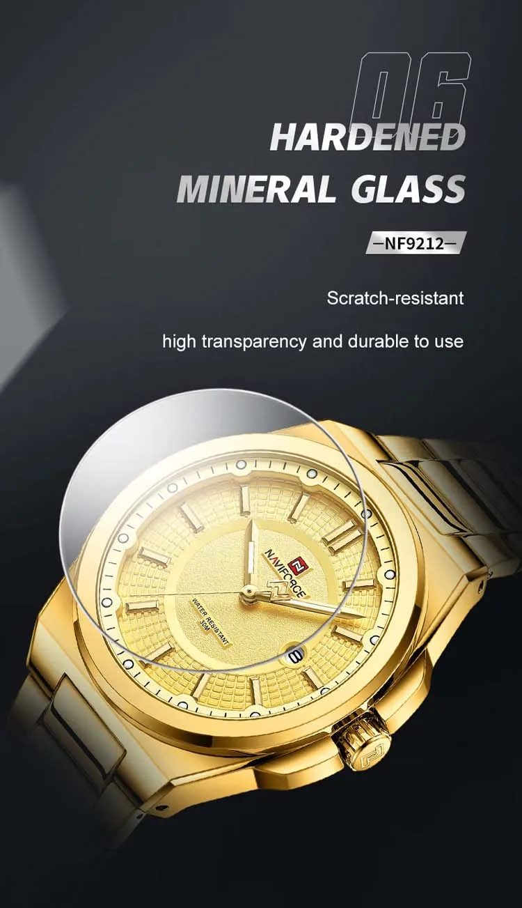NAVIFORCE NF9212 luxury personalized man quartz watch nice Stainless steel band Luminous date display Minimalist business watch