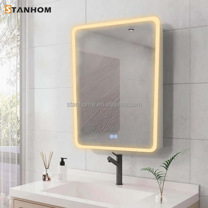 STANHOM Bathroom PIR Sensor Crystal LED Mirror Cabinet
