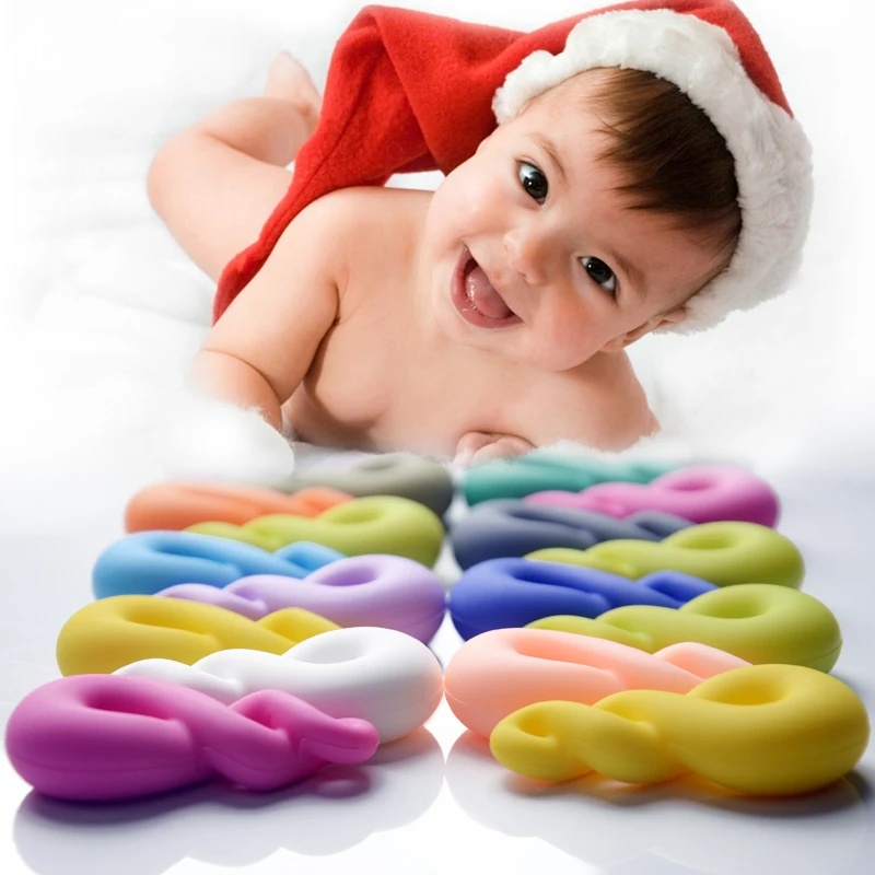 
Wholesale Food Grade Silicone Teething Necklace 8 Shaped Pendant Baby Teether 