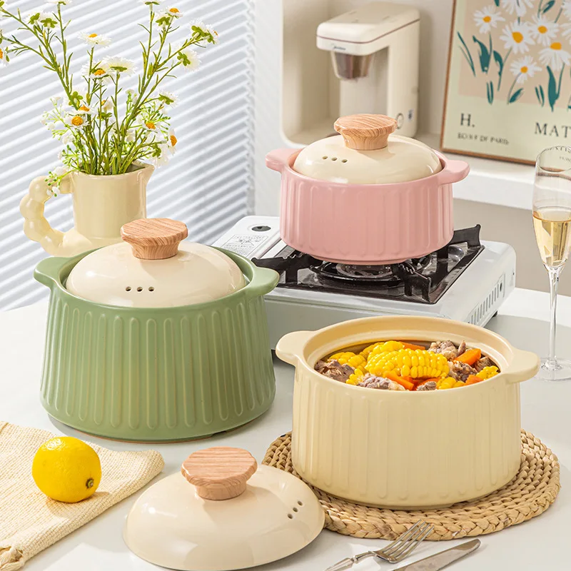 Wholesale Factory Prices Cookware Soup Pot and Bowl Set Tableware White Ceramic Soup Pot Colorful