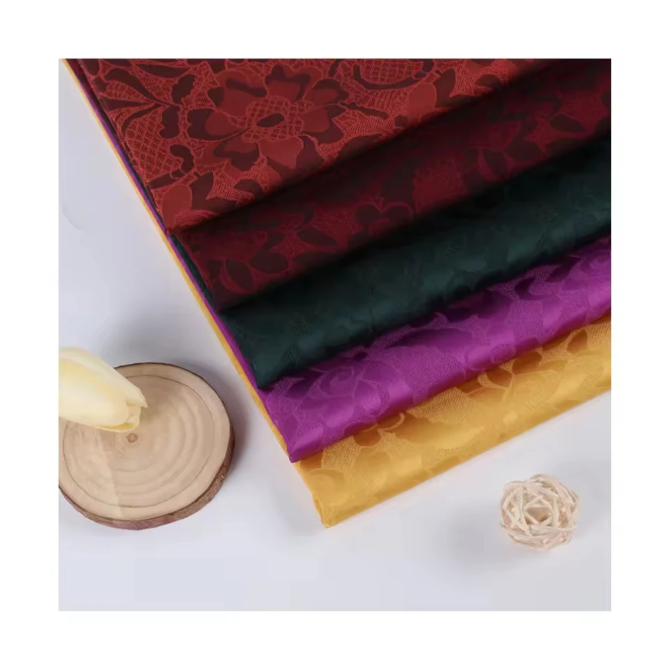 High Quality Two-Color Lily Pattern Satin Jacquard Fabric for Lining Bag National Tide Horse Face Skirt