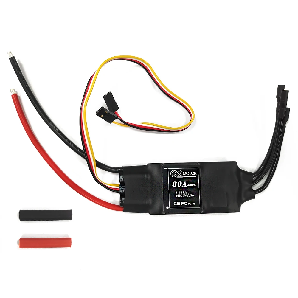QX-MOTOR 80A 3-6S Brushless ESC with 5v BEC for 64mm 70mm EDF Model Fixed-Wing Aircraft RC Parts & Accs