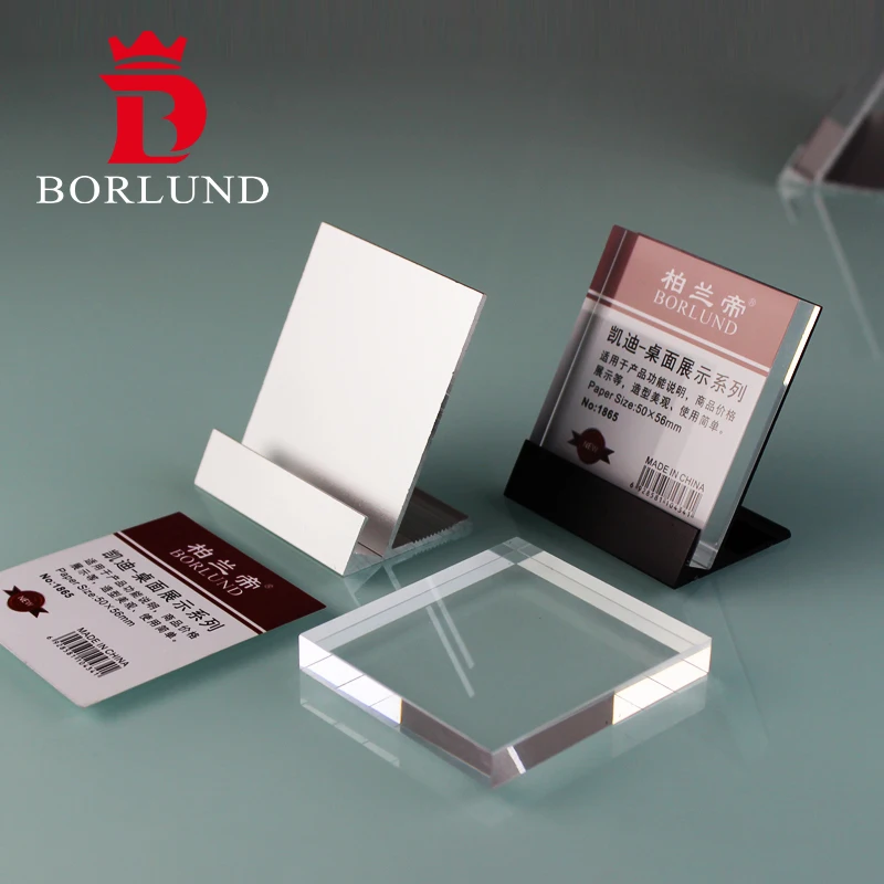 Borlund Clear Acrylic Price Tag Holder for Supermarket, Transparent Mini Acrylic Price Tag Label Display Stand for Shelves