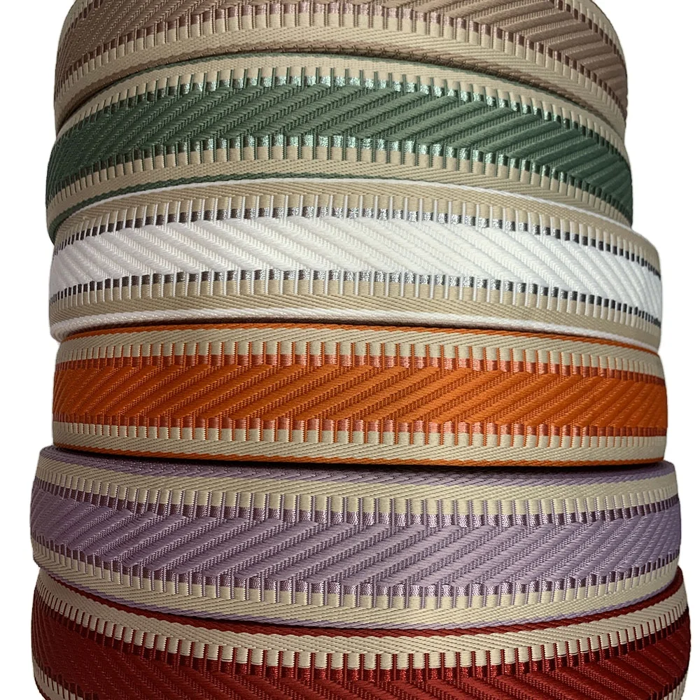 new arrival high quality   jacquard webbing 38mm 50mm  polyester with sliver strap for bag strap