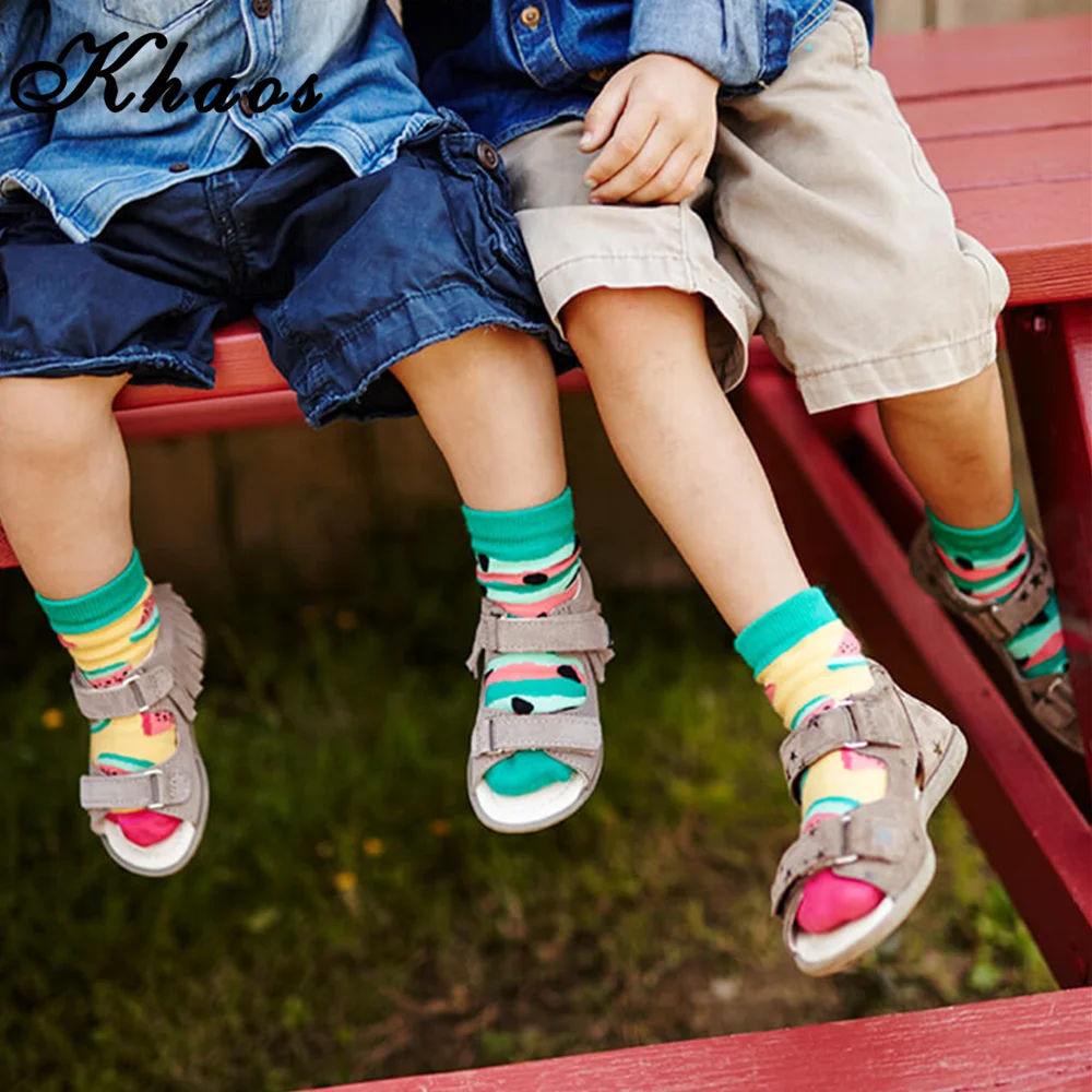
Cute Teen Boy Wearing Socks Tube Cartoon Socks 